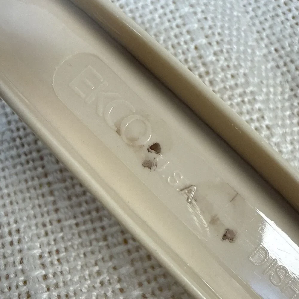 Vintage Ecko Plastic Serving Spoon & Cooking Slotted Spaghetti Spoon Almond